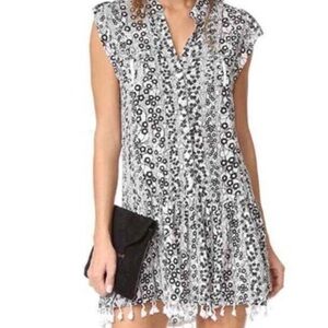 Poupette St. Barth Black and White Floral Tunic